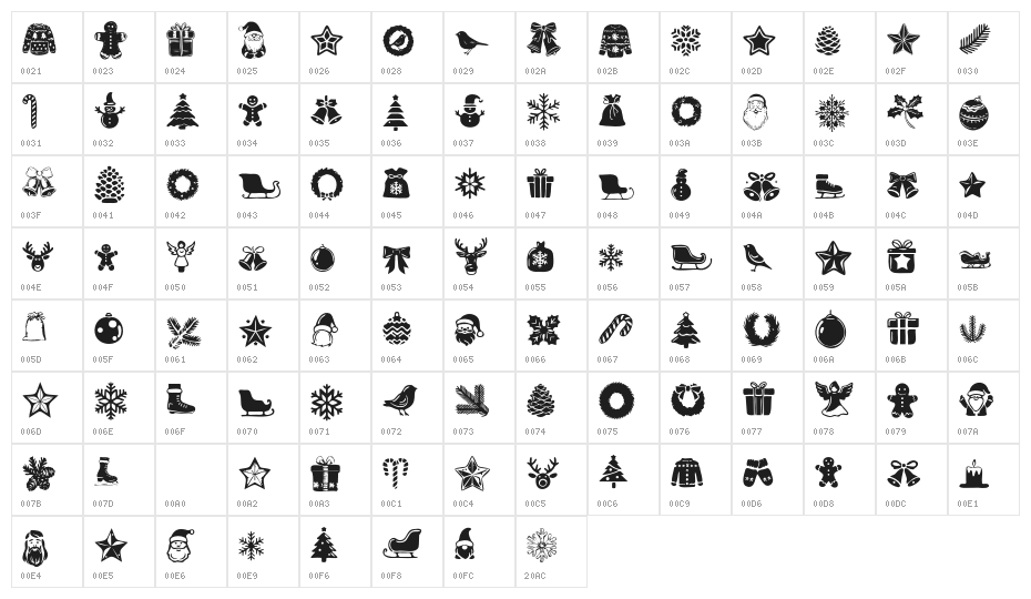 Wonderful Christmas Symbols Regular Character Map