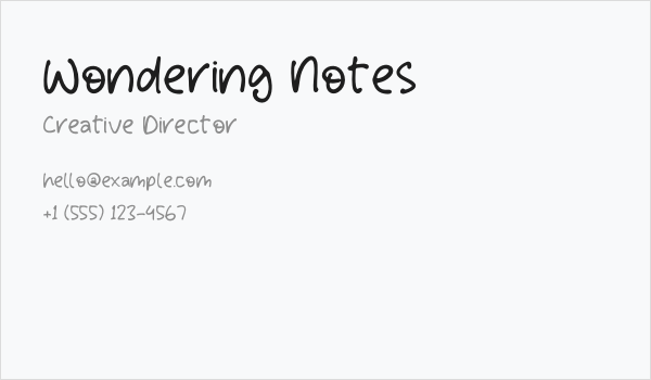 Wondering Notes Business Card