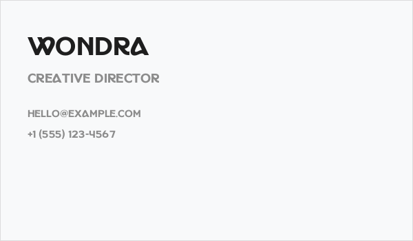 Wondra Business Card