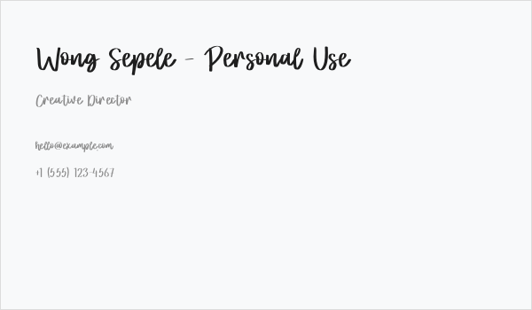 Wong Sepele - Personal Use Business Card