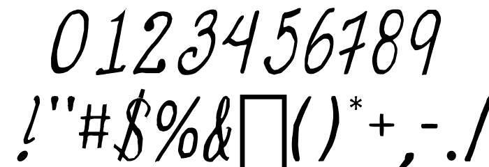 Wonky Printed Italic Font OTHER CHARS