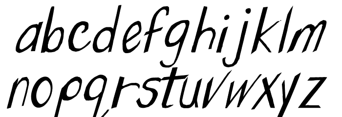Wonky Printed Italic Font LOWERCASE