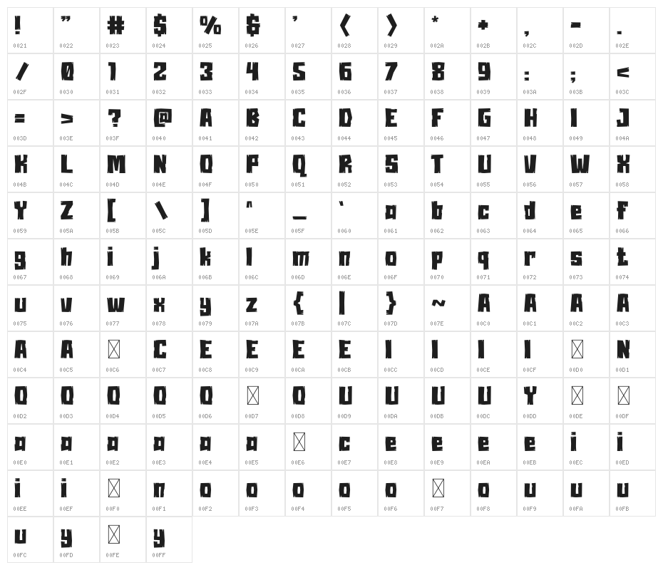 Woocaza Character Map