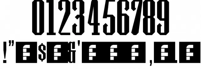 Wood Block One Regular Шрифта ДРУГИЕ символов