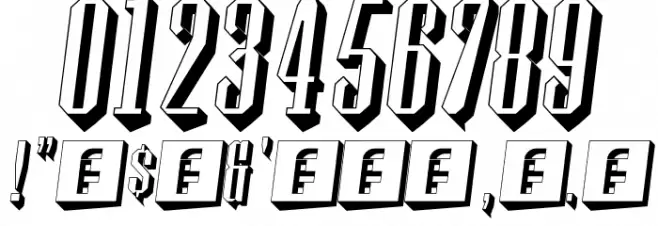 Wood Block One With Shadow Italic Font OTHER CHARS