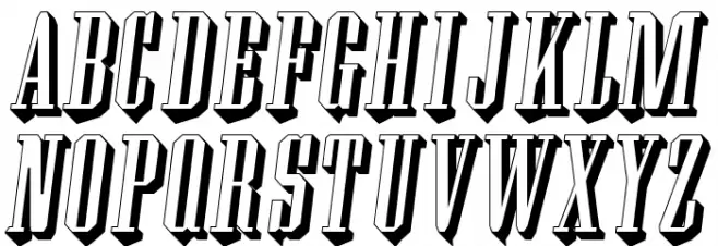 Wood Block One With Shadow Italic Schriftart Groß