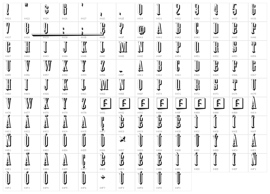 Wood Block One With Shadow Regular Character Map