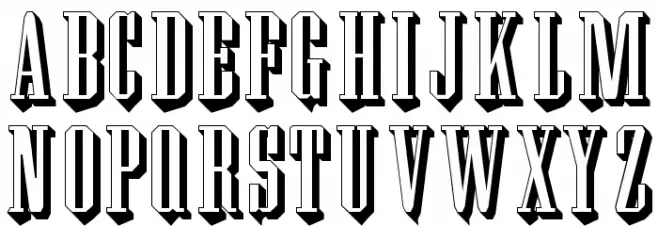 Wood Block One With Shadow Regular Schriftart Kleinbuchstaben