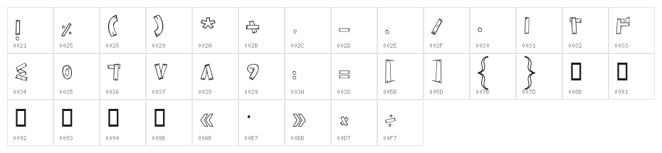 Wood II Character Map