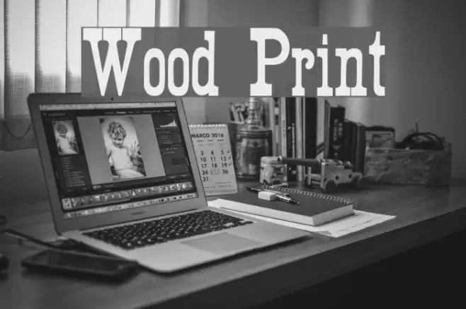 Wood Print Font examples