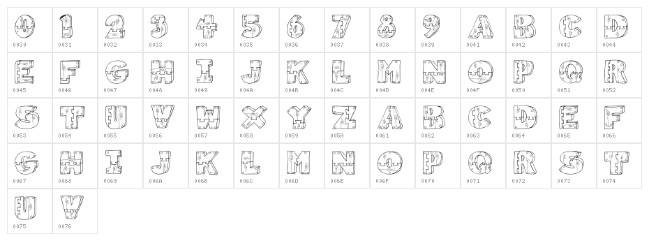 Wood Shapes Character Map