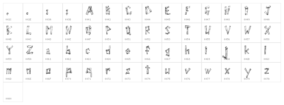 WoodWud Character Map