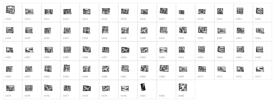 WoodblockCutter Character Map