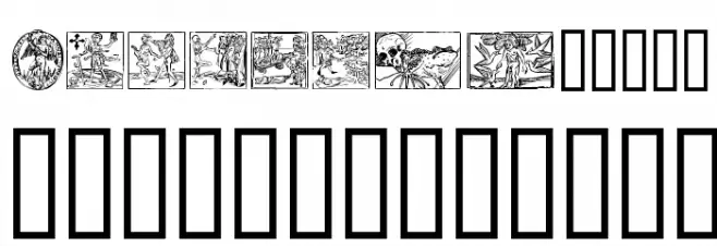 Woodcut2 Schriftart Kleinbuchstaben
