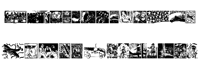 WoodcutBats Font LOWERCASE