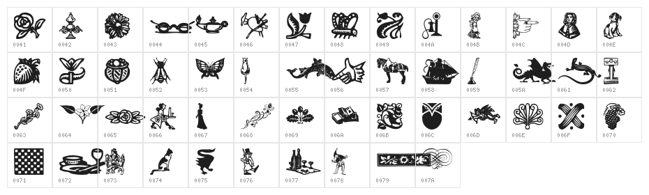 WoodcutOrnaments Character Map