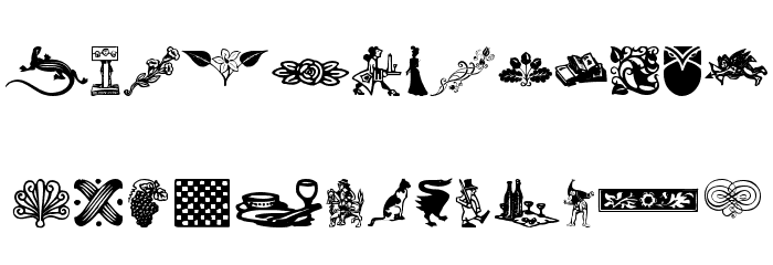 WoodcutOrnaments Font LOWERCASE