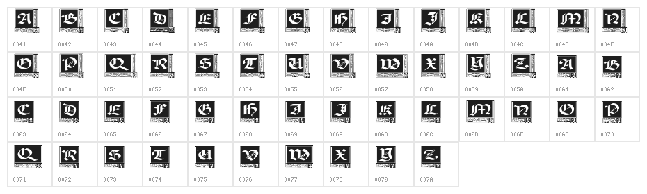 Woodcut_Capitals Character Map