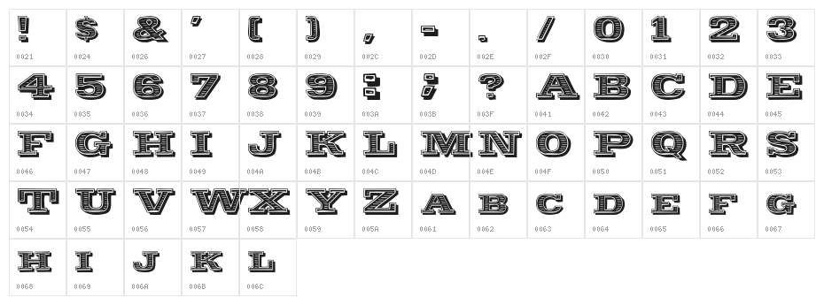 Woodcut Character Map