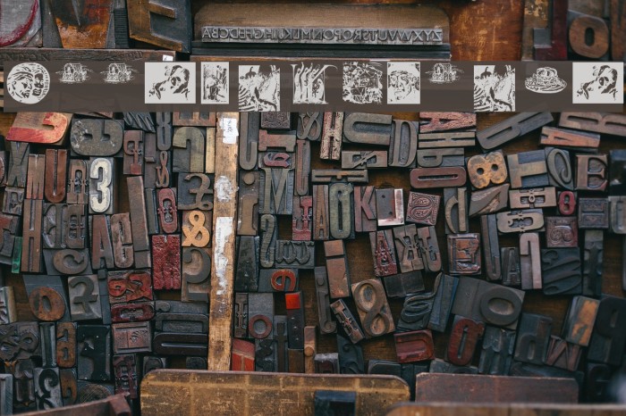 WoodcutsFound Font examples