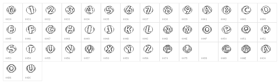 WoodcuttedCapsFS Character Map
