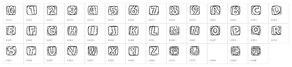 WoodcuttedCaps Character Map