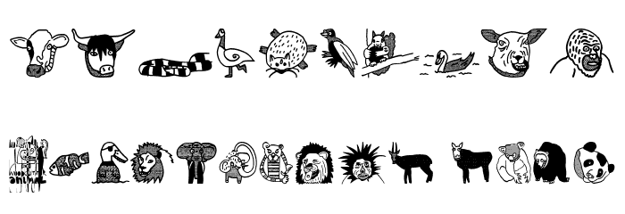 Woodcutter Animal Faces Font OTHER CHARS
