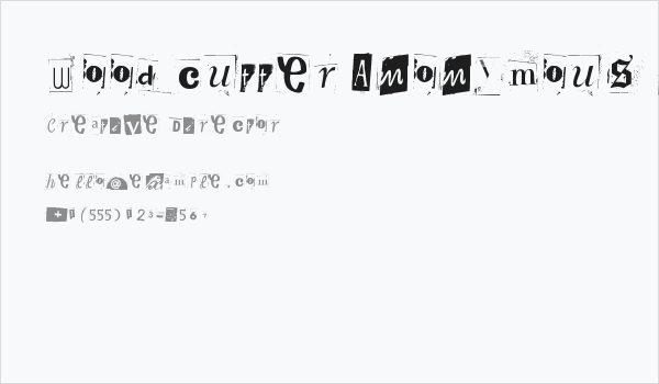 Woodcutter Anonymous part 2 Business Card