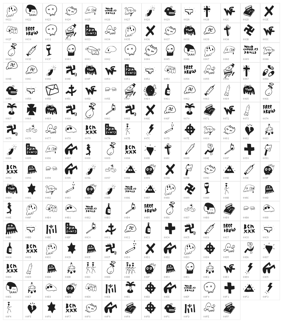 Woodcutter El día del juicio [rare Icons Font] Character Map