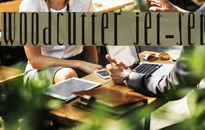Woodcutter Jet-Set Font examples