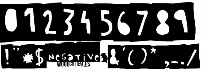 Woodcutter Negative Font OTHER CHARS