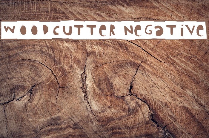 Woodcutter Negative Font examples