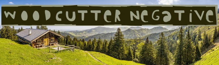 Woodcutter Negative Font examples