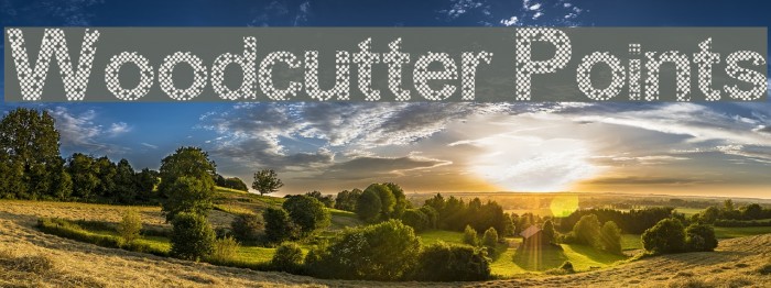 Woodcutter Points Font examples