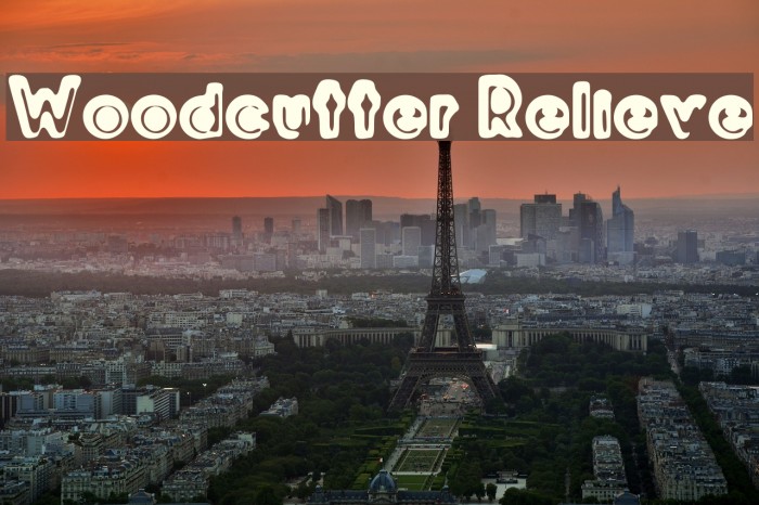 Woodcutter Relieve Font examples