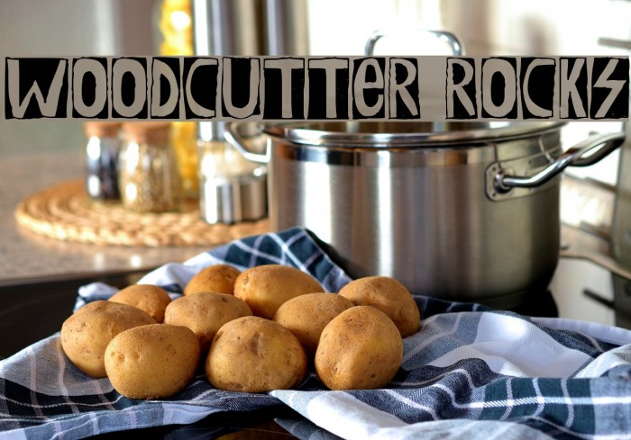 Woodcutter Rocks Font examples