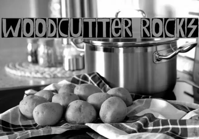 Woodcutter Rocks Font examples