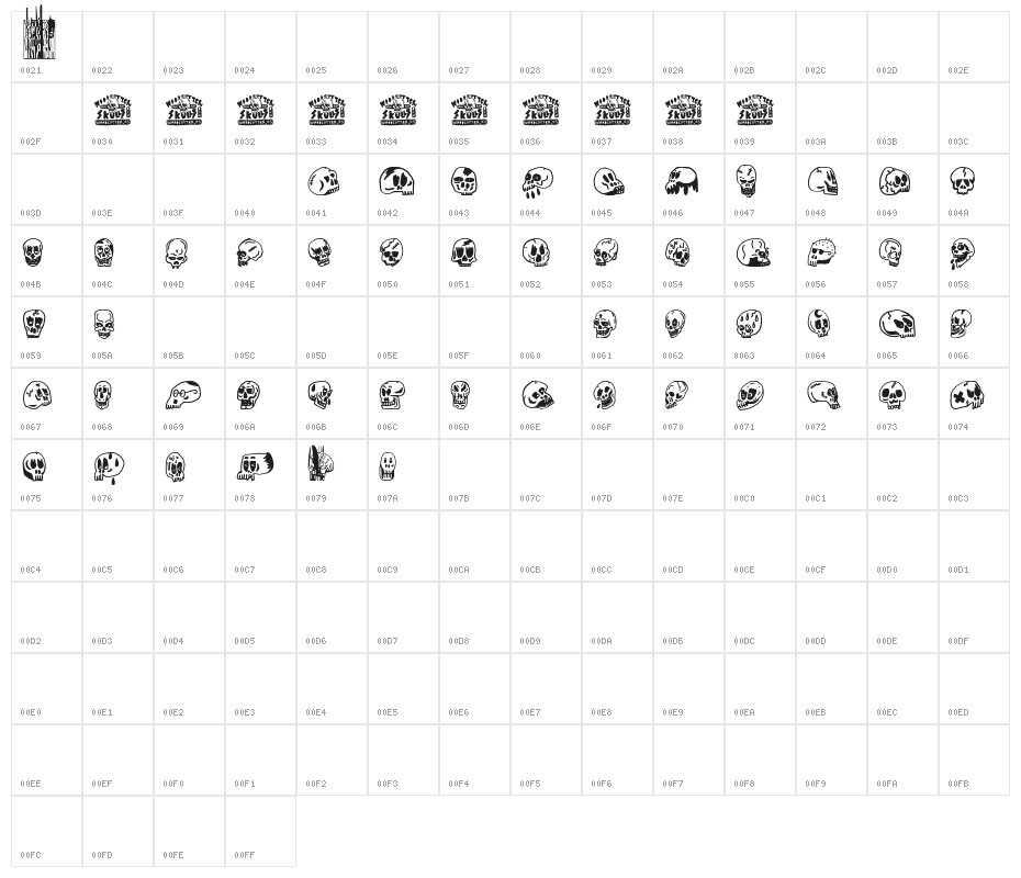 Woodcutter Skulls Character Map