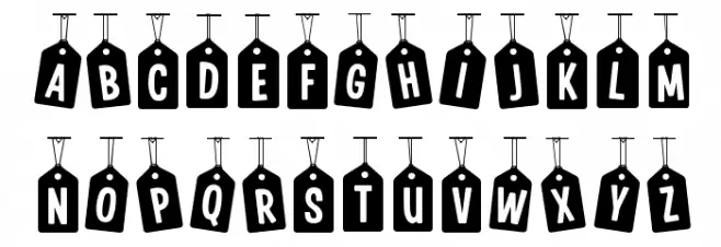 Woodcutter Tags on a Rope फ़ॉन्ट लोअरकेस