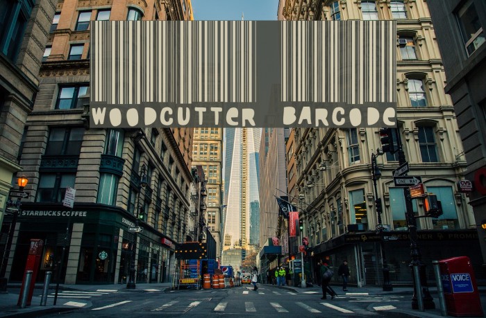 Woodcutter barcode Font examples