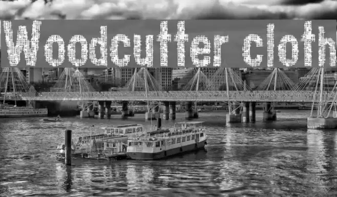 Woodcutter cloth Font examples