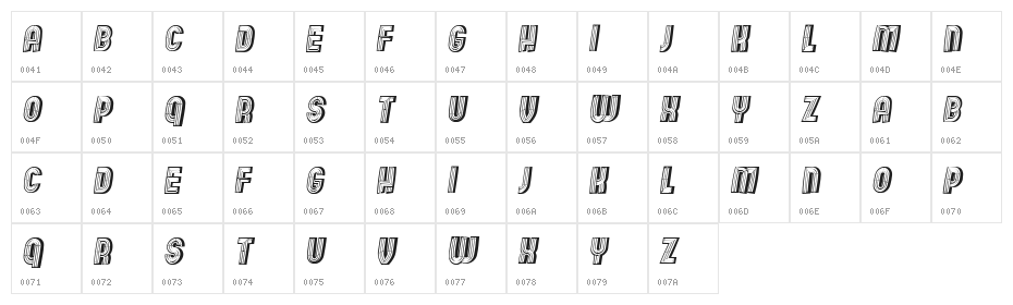Wooden Planks Italic Character Map