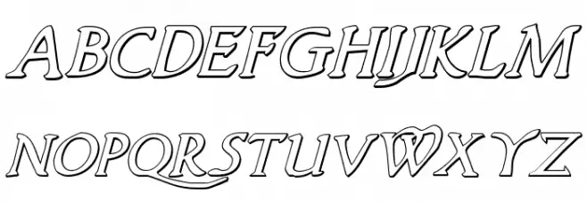 Woodgod 3D Italic Caratteri MAIUSCOLE