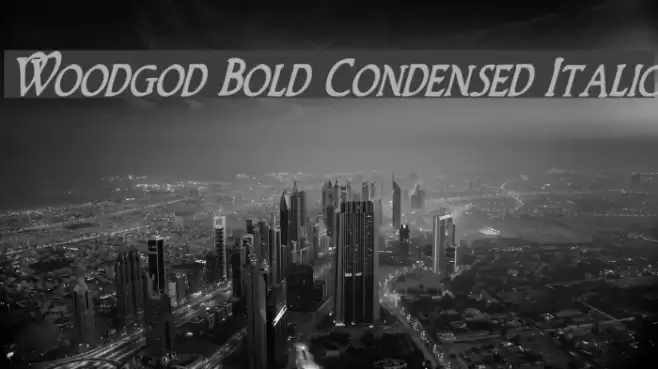 Woodgod Bold Condensed Italic Font examples