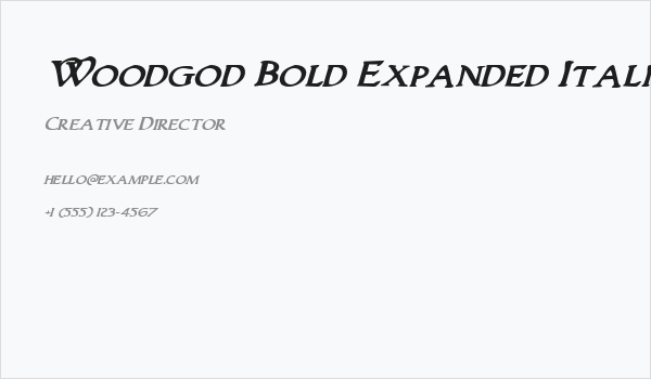 Woodgod Bold Expanded Italic Business Card