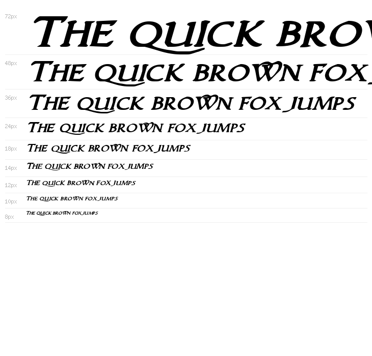 Woodgod Bold Expanded Italic Waterfall