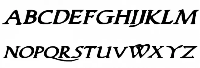 Woodgod Bold Expanded Italic Caratteri MINUSCOLO