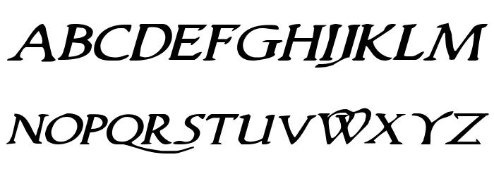Woodgod Expanded Italic Font LOWERCASE