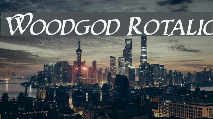 Woodgod Rotalic Font examples