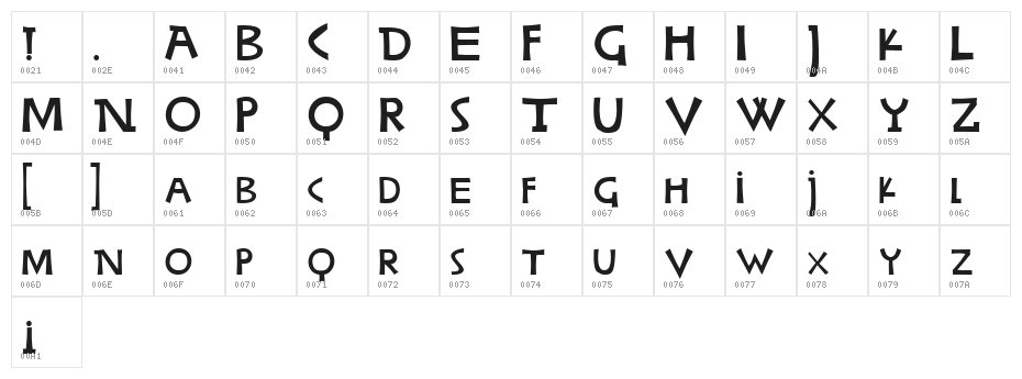 Woodring  Bold Character Map